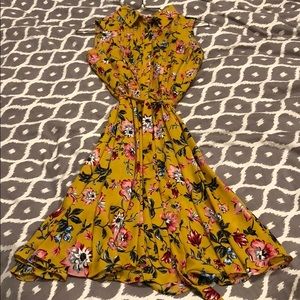 Collared sleeveless floral midi dress